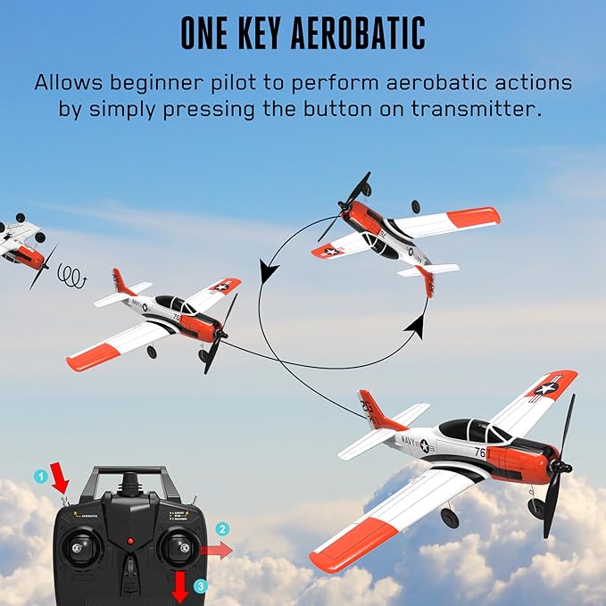 Volantexrc RC Airplane 2.4Ghz 4 Channel Remote Controlwith Aileron T28 Trojan Parkflyer RC Aircraft PlaneReady to Fly with Xpilot Stabilization SystemPerfect for Beginners