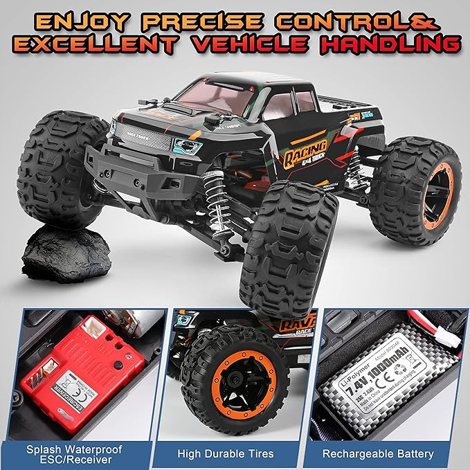 HAIBOXING Remote Control Car 16889 1:16 Scale 2.4Ghz RC Cars 4x4 Off Road Trucks Waterproof RTR RC Monster Truck 36KM/H Toys for Kids and Adults with 2 Batteries 35+ mins Play
