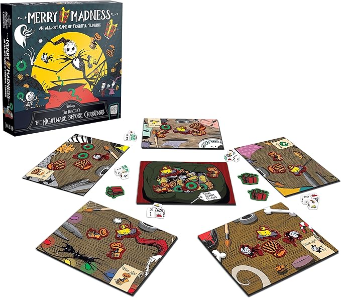 Disney Tim Burton’s The Nightmare Before Christmas Merry Madness | Quick-Rolling Family Dice Game | Great Kids &amp Family Board Game | Officially-Licensed Merchandise