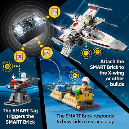 LEGO Star Wars SMART Play: Luke’s Red Five X-Wing Interactive Building Toy - All-in-One Set - Reacts to How You Move and Play with a SMART Brick - Gift for Boys Girls Kids Ages 6+ - 75423