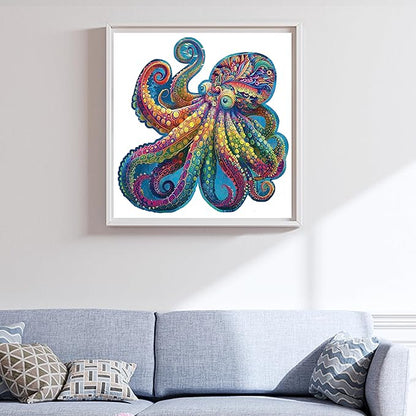Mys Aurora Unique Wooden Jigsaw Puzzles - Agate Octopus 300 Pcs Medium Size 12.6'' x 12.2'' Luxurious Animal Shaped Wood Puzzle Beautiful Package Best Gift for Adults