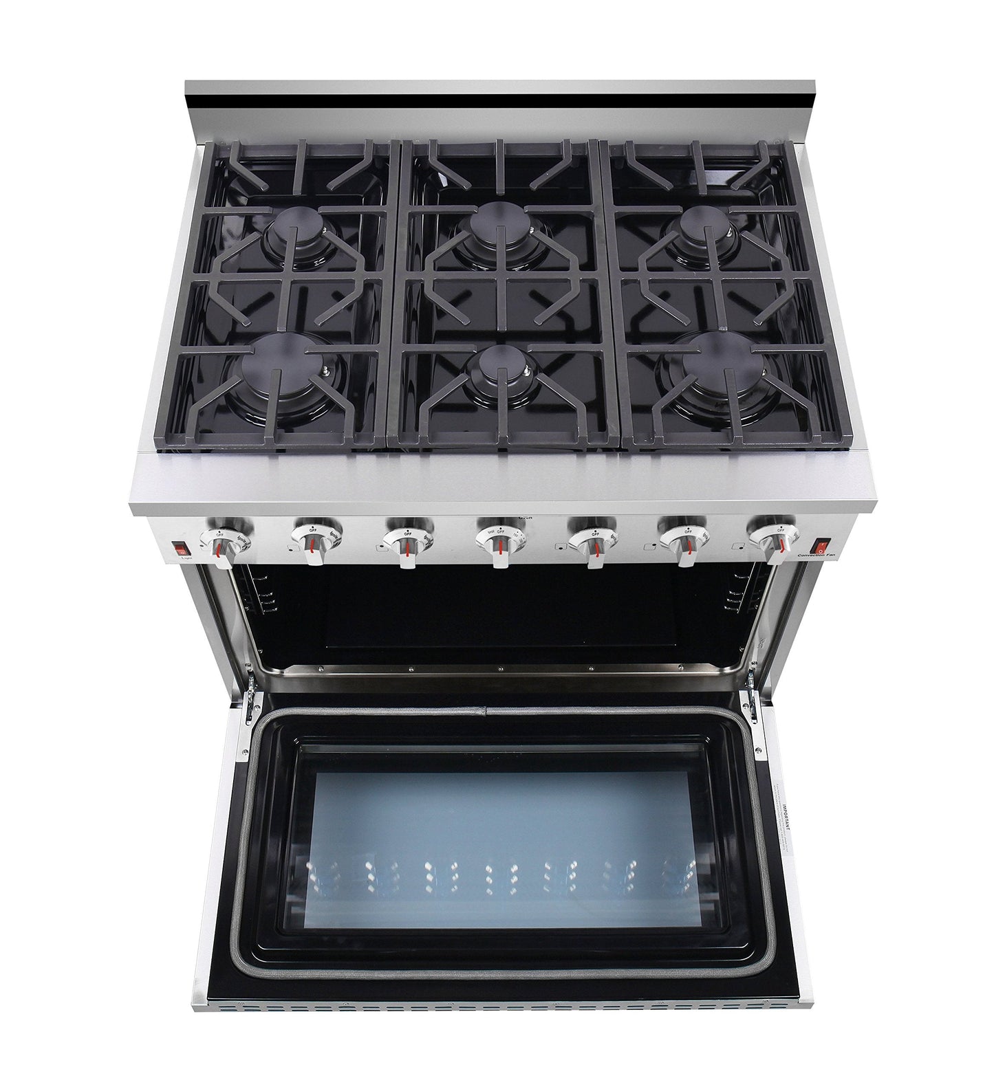 NXR SC3611 36" 5.5 cu.ft. Pro-Style Natural Gas Range with Convection Oven, Stainless Steel