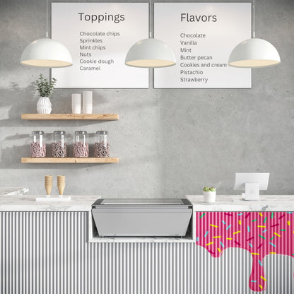 KoolMore 31 in. Countertop Ice Cream Display case with 4 Pans and Glass Sneeze Guard in Stainless-Steel (KM-CGD-8HP)