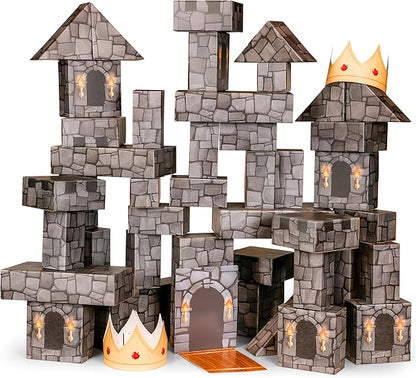 National Geographic Jumbo Cardboard Building Blocks – 45-Pc. Extra-Thick Cardboard Bricks for Kids Build a Castle Play House Indoor Playhouse Large Building Blocks Kids Giant Blocks