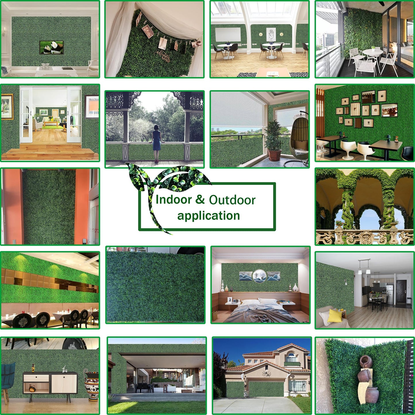 ODTORY Artificial Grass Wall Panel Backdrop,10 X 10 in 16P(11.2 sqft) UV-Anti Greenery Boxwood Panels for Indoor Outdoor Green Wall Decor & Ivy Fence Covering Privacy
