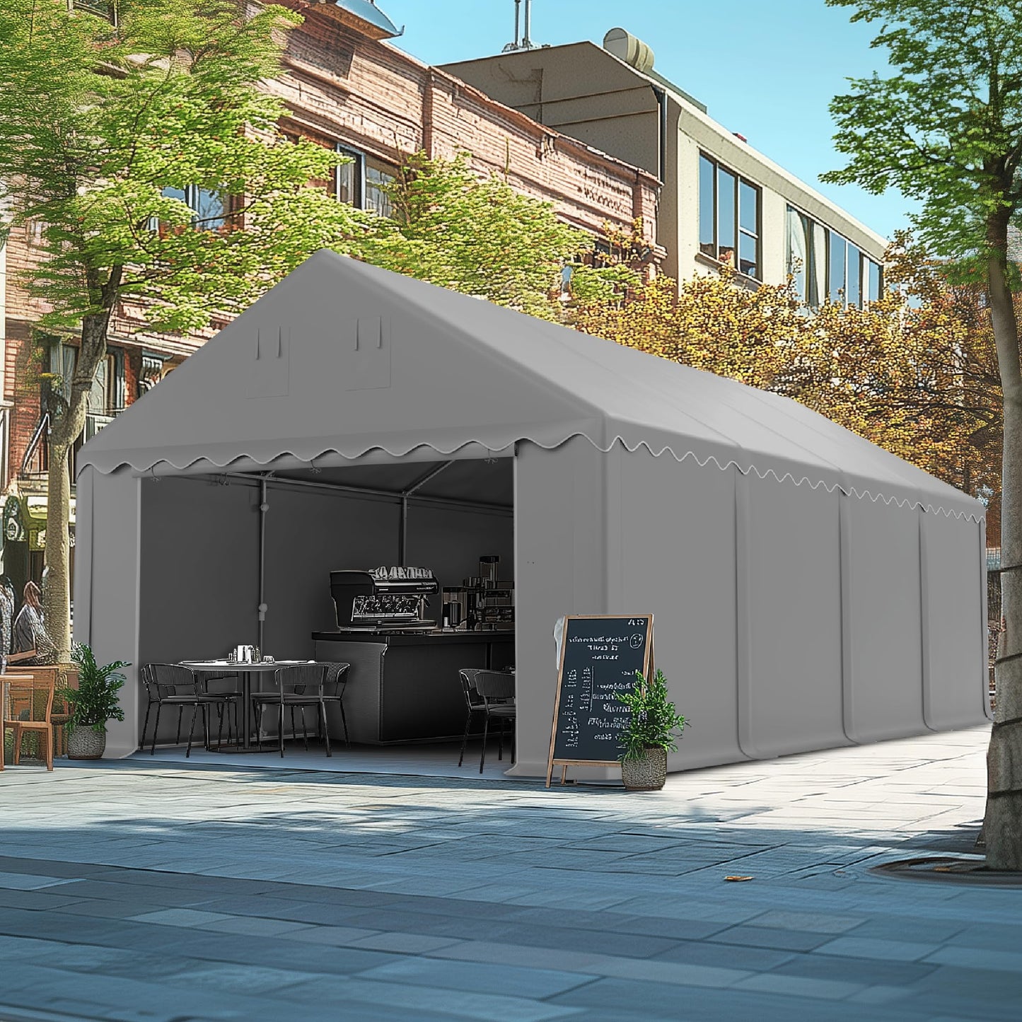PHI VILLA Portable Garage,13x26 ft Storage Tent Outside Commercial Sheds Carport Party Tents Shelter, Heavy Duty Event Canopy Shelters Waterproof UV Resistant with Rollup Zipper Doors