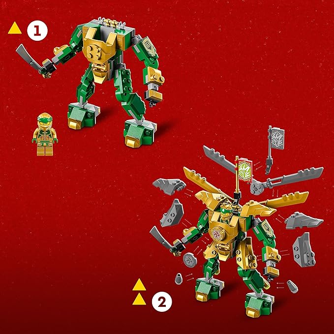 Lego NINJAGO Lloyd’s Mech Battle EVO Building Set 71781 with 2 Action Figures 2 Posable Ninja Action Figures to Build Ninja Toy for Kids Ages 6+ with Bone Warrior and Golden Lloyd Minifigures