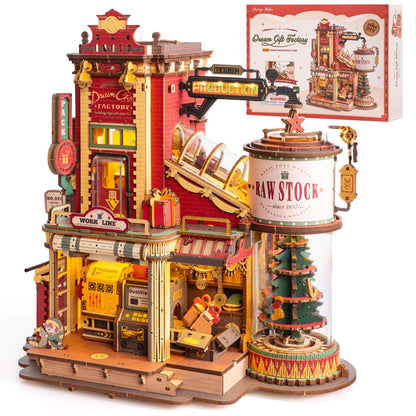 ROBOTIME 3D Wooden Puzzles for Adults, Factory Wooden Music Box EAB01, Gift for Craft Enthusiast Model Building Set