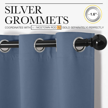 NICETOWN Thermal Insulated Blackout Curtain Panels - Solid Grommet Design, Stone Blue, 42" x 63" (1 Pair)