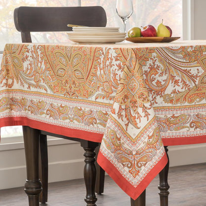 Maison d' Hermine Table Cloth Rectangle Table 100% Cotton 60 x 90 Inches Tablecloth Reusable Decorative Everyday Use for Dining Room, Farmhouse, Home, Party, Festive & Wedding - Kashmir Paisley