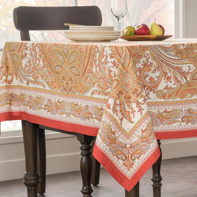 Maison d' Hermine Table Cloth Square Table 100% Cotton 54 x 54 Inches Tablecloth Reusable Decorative Everyday Use for Dining Room, Farmhouse, Home, Party, Festive & Wedding - Kashmir Paisley