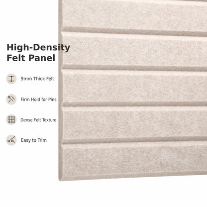 Large Felt Bulletin Board for Wall, 8 Pack 11.8'' x 11.8'' Felt Board Tiles, 48'' x 24'' Cork Board Alternative with Adhesive Tabs, Decorative Pin Board for Home Office, Dorm,Classroom(Light Tan)