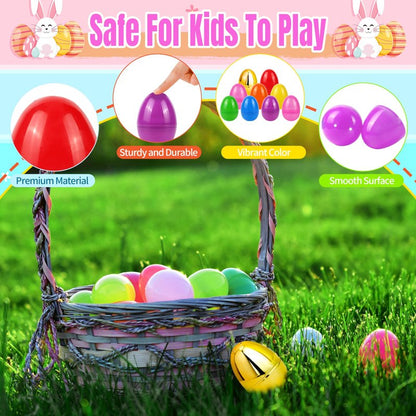 OCTERIC 160Pcs Easter Eggs, 2.3" Fillable Colorful Mix Gold Plastic Easter Eggs Empty for Easter Hunt, Easter Basket Stuffers, Party Favor, Classroom Prize Supplies