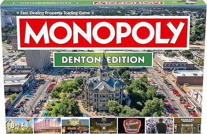 Monopoly Board Game Denton TX Edition : 2-6 Players Family Board Games for Kids and Adults Board Games for Kids 8 and up for Kids and Adults Ideal for Game Night
