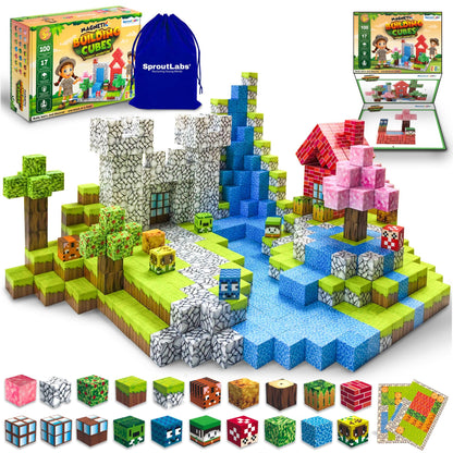Magnetic Blocks, Magnetic Building Blocks for Kids, Building Blocks for Girls and Boys, Building Toys, Toddler Toys, Building Game Sensory Kids Ages 4 5 6 7 8 9, 100 Pcs