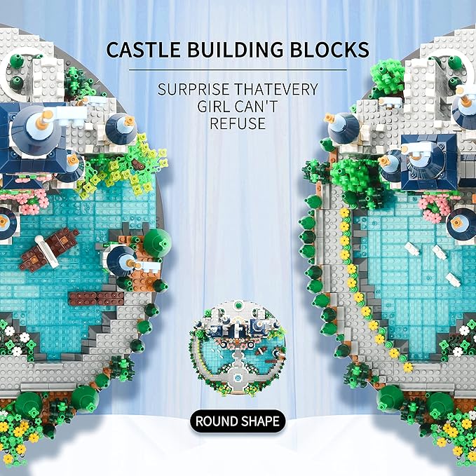 Magic Princess Blue Castle Micro Building Blocks for Adults Mini Building Kit Creative Display Gift for Women and Kids Ages 14+ 3600 PCS