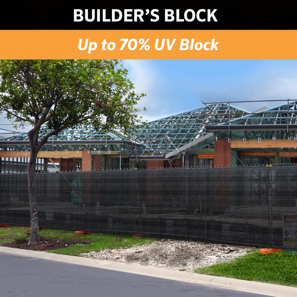 Coolaroo Builder's Block Construction Privacy Screen - Heavy-Duty Tear Resistant Shade Fabric for Fence, Job Site, and Wind Protection, 6ftx100ft Roll, Black