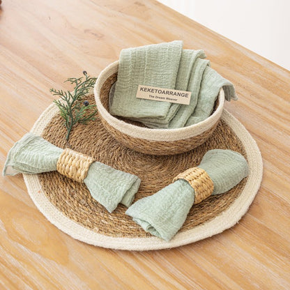 Keketoarrange Cheesecloth Napkins 17x17 Inches Cloth Napkins Handmade Reusable Washable for Dinner Wedding Baby Bridal Shower Party Boho Decorations Bulk Set of 6 Sage Green