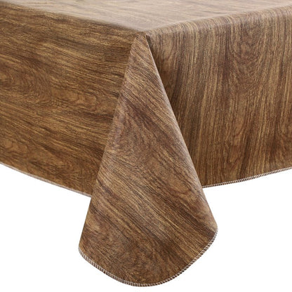 Walrus Heavy Duty Vinyl Tablecloth with Flannel Backing Waterproof Oil-Proof Plastic Table Cloth Stain-Resistant Wipeable Rectangle or Square Table Cover for Indoor and Outdoor (Wood, 60X84 Inch)