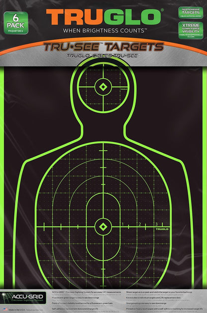 TRUGLO 12X18 Tru-See Bright Fluorescent Self-Adhesive High-Visible Reactive Splatter Handgun Target, 6-Pack/Green