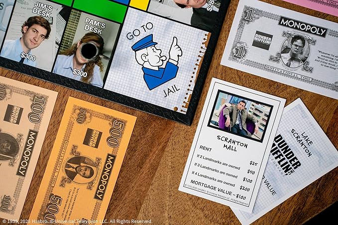 Monopoly: The Office Board Game Featuring World's Best Boss Mug Dundee Award Box of Paper &amp More Buy Sell Trade Scranton’s Locations from Reception to The Conference Room Officially License