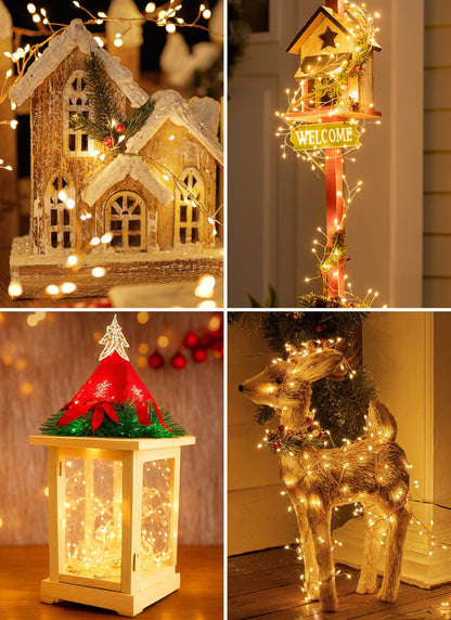 Brightown Outdoor Waterproof, 9.8Ft 120 LED String Lights, 8 Modes Firecracker Fairy Lights for Patio Balcony Wedding Christmas Decor (Warm White)