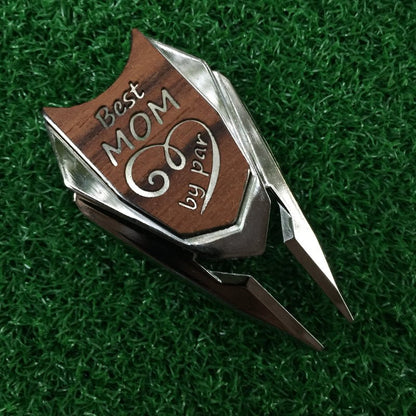 The Quintessential Hostess Best MOM by Par Teak Wood Divot Tool Golf Ball Marker Mom Gift Mother's Day