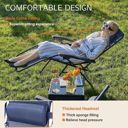 Sweetcrispy Zero Gravity Chairs - Set of 4 Portable Recliner Lounge Chairs with Cup Holders | Blue