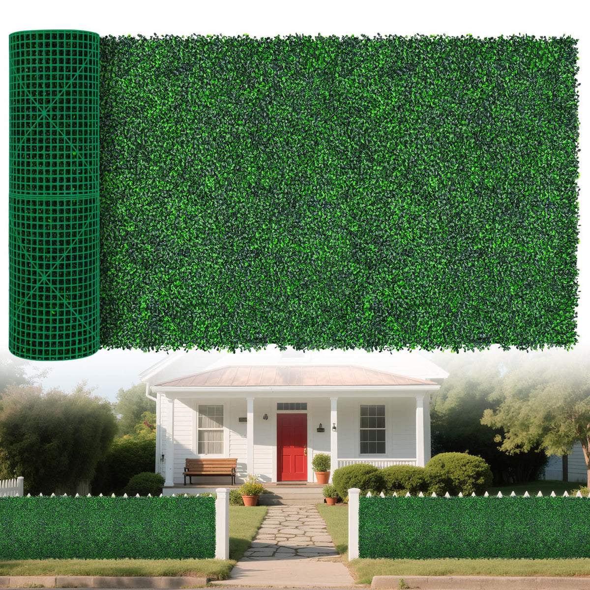 Yangrass Artificial Greenery Wall Roll,40"x 120"(33.33 sq.ft) UV-Anti Faux Boxwood Roll Panels Greenery Backdrop, Vine Leaf Fence Panels for Garden Fence Covering Privacy, Outdoor Indoor Home Decor