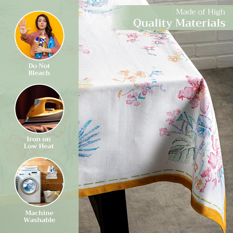 Maison d' Hermine Table Cloth Rectangle Table 100% Cotton 60 x 90 Inches Tablecloth Reusable Decorative for Dining Kitchen Room Farmhouse Home Gifts for Mothers Day Spring Summer - Paradise Island