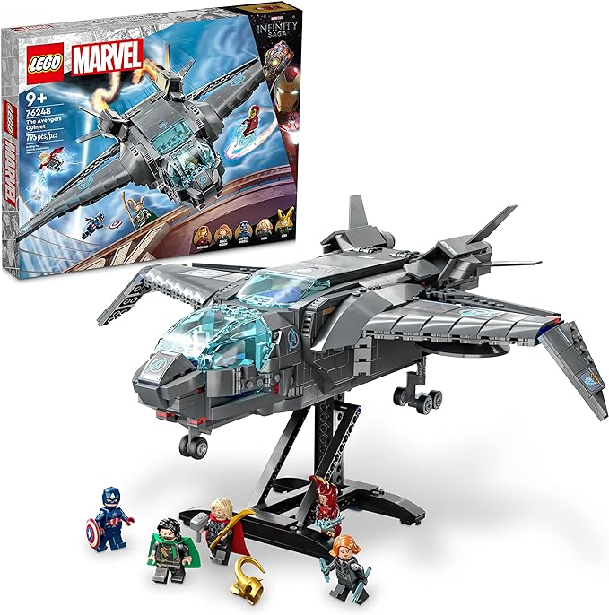 LEGO Marvel The Avengers Quinjet 76248 Spaceship Building Toy Set with Thor Iron Man Black Widow Loki and Captain America Minifigures Infinity Saga