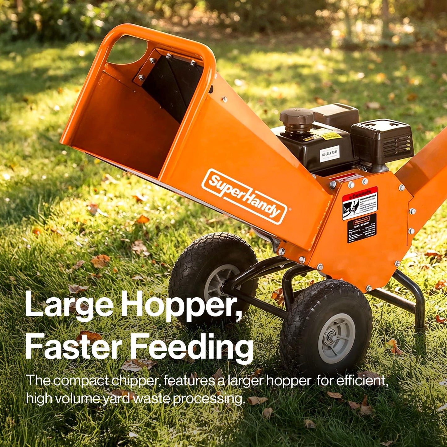 SuperHandy Wood Chipper Shredder Mulcher 7HP Engine Heavy Duty Compact Rotor Assembly Design 3" Inch Max Capacity Aids in Fire Prevention and Building Firebreaks