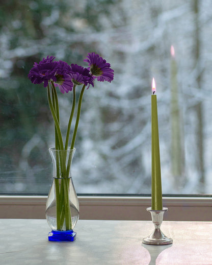 Hyoola Tall Taper Candles - 14 Inch Olive Green Unscented Dripless Taper Candles - 12 Hour Burn Time - 12 Pack