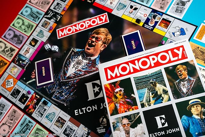 Monopoly: Elton John Play as Iconic Headgear Star Glasses &amp More Collect Legendary Career Moments Like Knighthood &amp Farewell Tour Officially Licensed Elton John Board Game