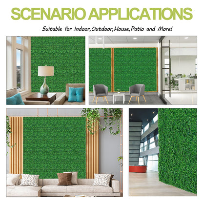 AOKIE 10"X10" Artificial Grass Wall, 24Pcs Boxwood Hedge Wall Panels UV-Anti Grass Backdrop Wall Decor, Greenery Privacy Hedge Screen for Indoor Outdoor Patio Balcony, Party Garden Fence Decor