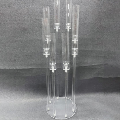 8 Arms Acrylic Candelabra Centerpieces for Wedding Table Decorations,38.5'' Tall Clear Candlesticks Holder with Acrylic Shade for Valentine's Day Dinner Party Fireplace Gift,Fits LED Candles