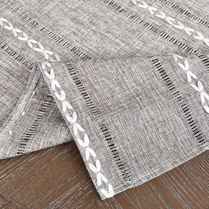 NEWISHER Rustic Farmhouse Embroidered Small Square Tablecloth Jacquard Striped Table Cloth Linen Texture Washable Fabric Side Table Cover Kitchen Dining Home Decoration (Coffee, 36x36 inch)