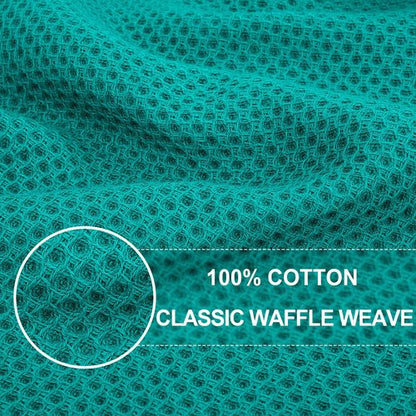 Homaxy 100% Cotton Waffle Weave Kitchen Dish Towels, Ultra Soft Absorbent Quick Drying Cleaning Towel, 13 x 28 Inches, 12-Pack, Teal