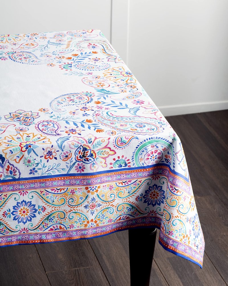 Maison d' Hermine Table Cloth Rectangle Table 100% Cotton 60 x 90 Inches Tablecloth Reusable Decorative for Dining Kitchen Room Farmhouse Home Gifts for Mothers Day Spring Summer - Indian Floral
