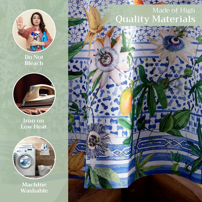 Maison d' Hermine Table Cloth Round Table 100% Cotton 63 Round Inches Tablecloth Reusable Decorative for Dining Kitchen Room Farmhouse Home Gifts for Mothers Day Spring Summer - Passiflora
