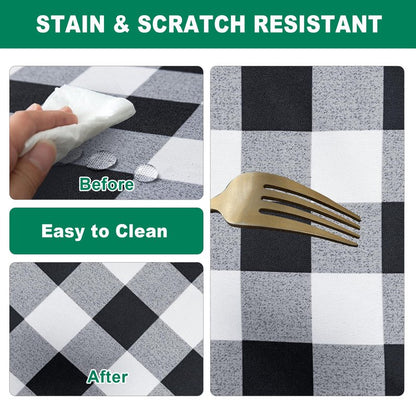 Biscaynebay Fabric Square Tablecloths 54x54 Inch, Black/Grey Scottish Plaid Table Cloth Small Card Folding Table Covers Water Resistant for Dining, Kitchen, Wedding and Parties, etc Machine Washable