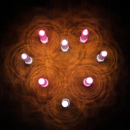 SupBri LED Candles, 4Pack Battery Operated Candles with Rose Light Halo, Romantic Flameless Pillar Candles for Valentines Halloween Decorations(Purple, D 2.5" x H 7.2")