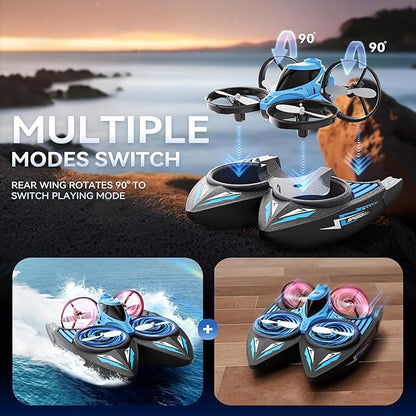 XOS Mini 3 in 1 Indoor &amp Outdoor Remote Drone RC Airplane Plane RC Quadcopter Multirotor Helicopter RC Car &amp RC Boat with Auto Hovering 3D Flips Headless Mode for Kids Birthday Gifts