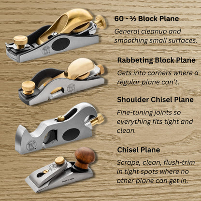 Bench Dog No. 92 Shoulder Plane, & Chisel Plane - Hand Plane w/Nose Pieces – 3/4” Blade Clean, Sharp Corners w/No Ridge - Wood Plane w/Black Storage Case & More - Bench Plane & Spokeshaves