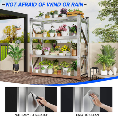 Kobito 68.9W'' Storage Shelves 4 Tier Stainless Steel Shelf Utility Rack Shelf 2200LBS Adjustable Shelf Storage Rack for Garage Supermarket, Warehouse,Industrial,Basement,68.9" Wx70.87''Hx23.7''D