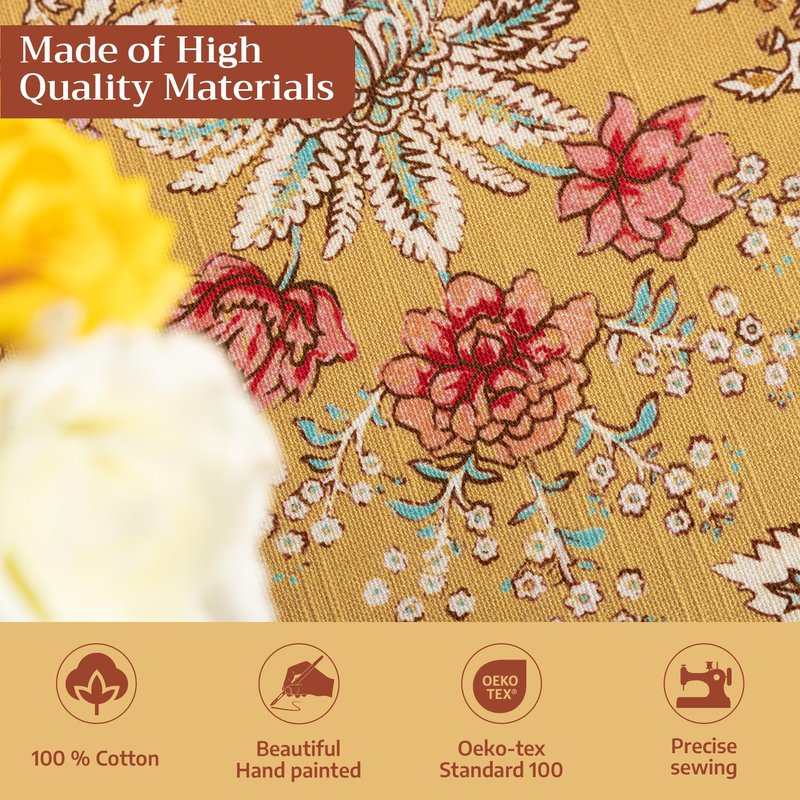 Maison d' Hermine Table Cloth Rectangle Table 100% Cotton 60 x 90 Inches Tablecloth Reusable Decorative for Dining Kitchen Room Farmhouse Home Gifts for Mothers Day Spring Summer - Marquise