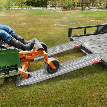 VNN Aluminum Shed Ramp 2PC - 5' Long Loading Ramp for Riding Mower, Lightweight Sturdy Anti-Slip Ramps with Punch Plate Surface, 1000 lbs Capacity for Lawn Mowers, ATV, Motorcycle - 8.8" Wide, Slivery