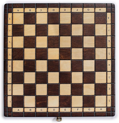 Husaria European International Chess Wooden Game Set King's Classic - 13.8 Inches Medium Size Chess Set with Handcrafted Chessmen and Felted Folding Board