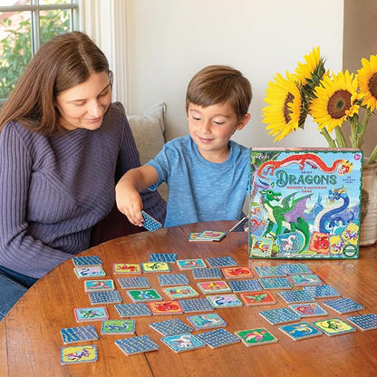 eeBoo: Memory and Matching Game - Shiny Dragons - 24 Pairs Develops Recognition Concentration Memory &amp Vocabulary Skills Age 3+