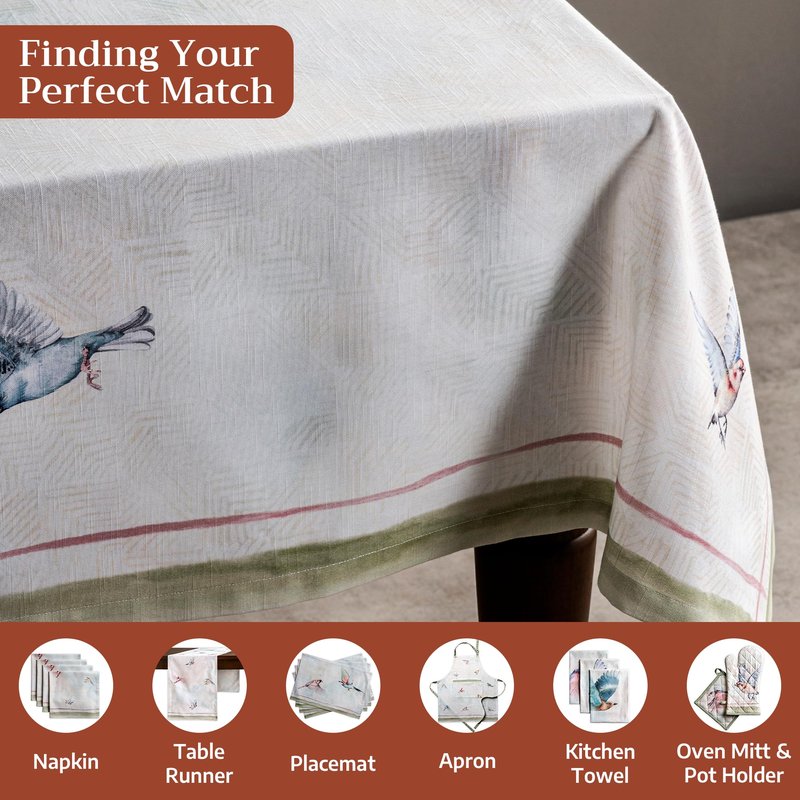 Maison d' Hermine Table Cloth Square Table 100% Cotton 54 x 54 Inches Tablecloth Reusable Decorative for Dining Kitchen Room Farmhouse Home Gifts for Mothers Day Spring Summer - Flying Birds